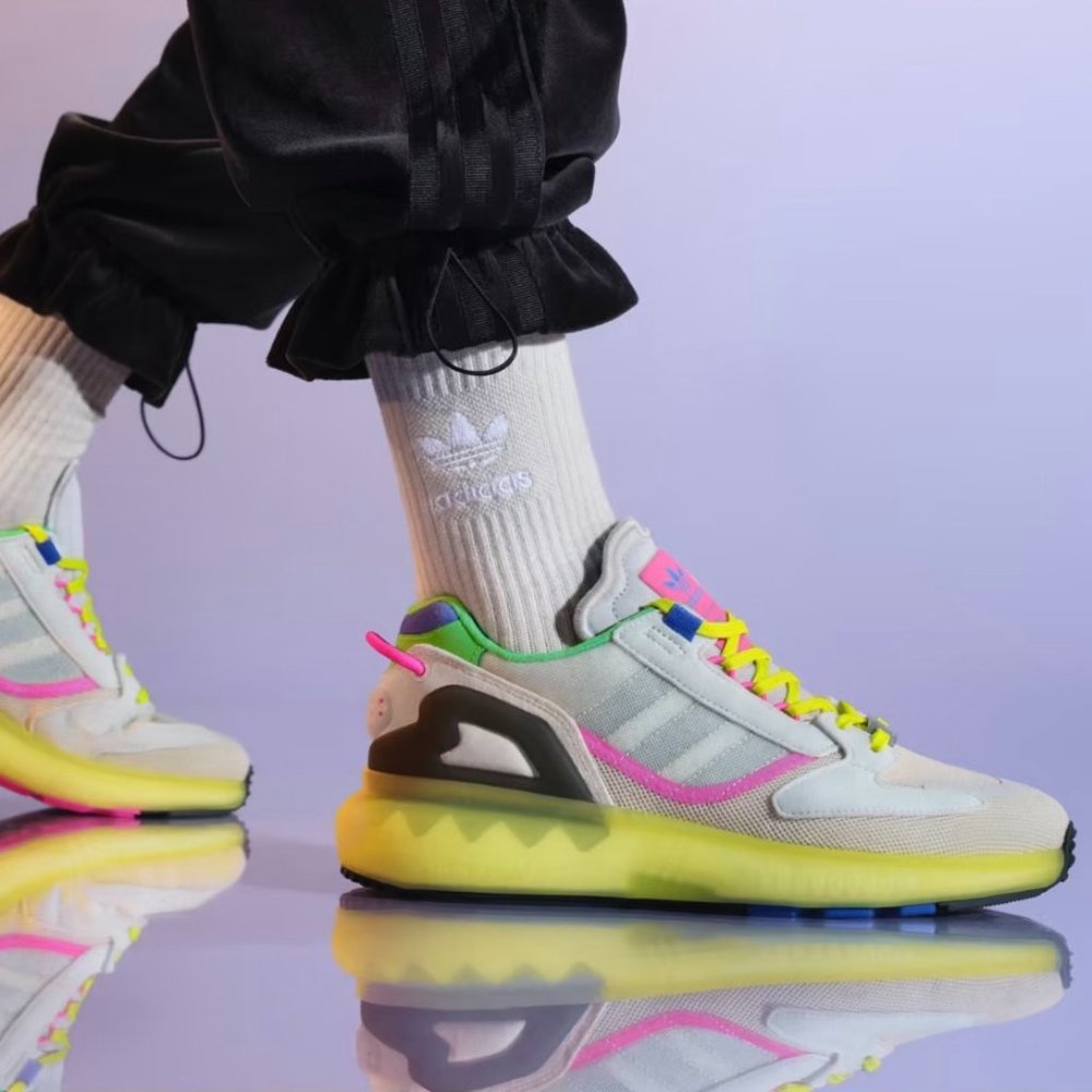 Adidas ZX 5K Boost GV7704 Multicolor Wonder White Acid Yellow Running Shoes 5.5
